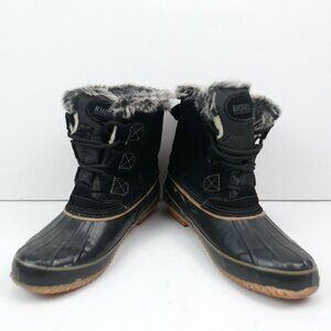 Khombu Womens Waterproof Winter Snow Boots Fleece Lined Faux Fur Rubber Size 8